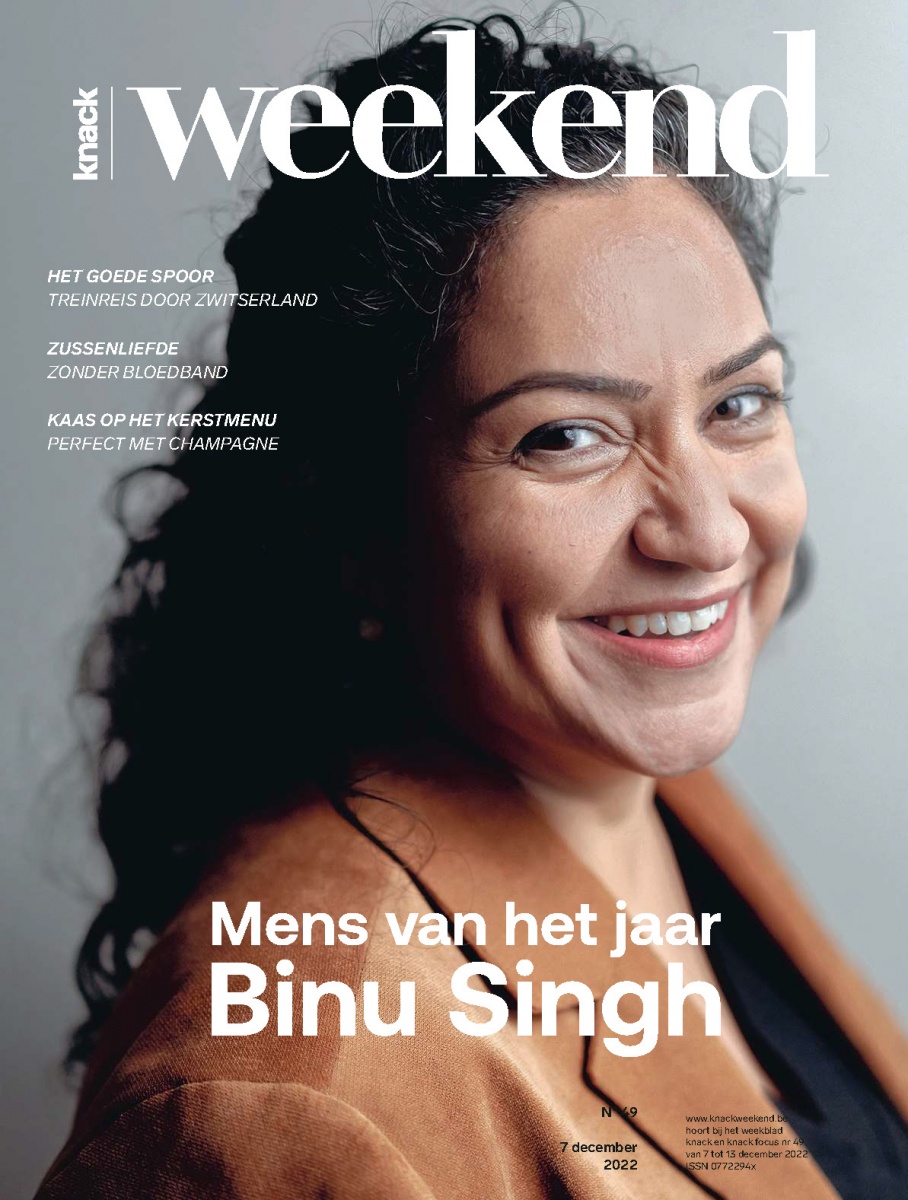 Dr. Binu Singh, UPC KU Leuven, als Mens van het Jaar 2022 op de cover van Knack Weekend 